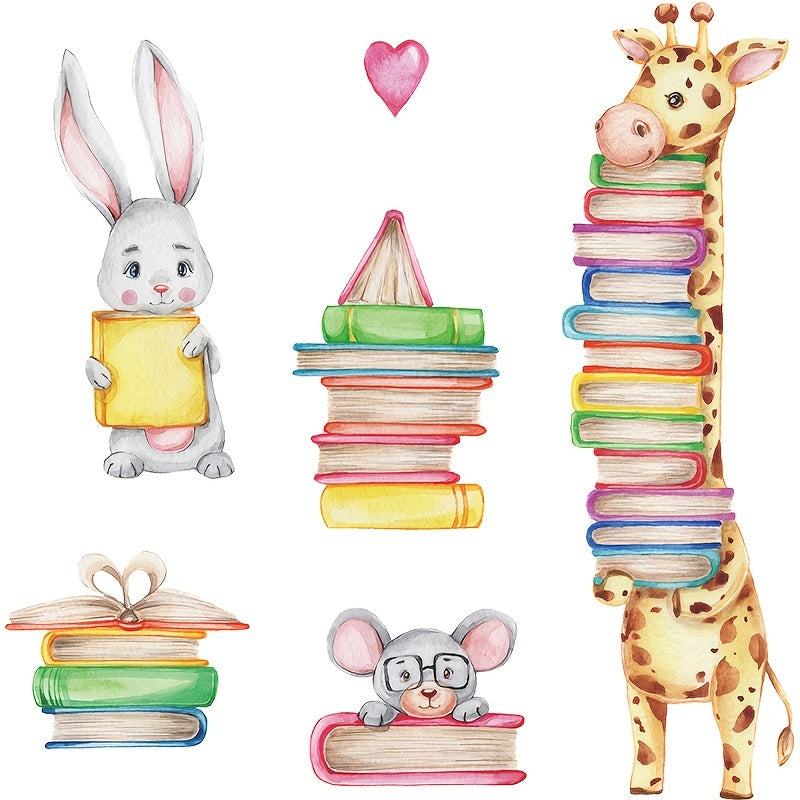 Giraffe Rabbit Book Wall Sticker for Kids Room Decor