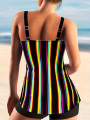 Rainbow Striped Tankini Set