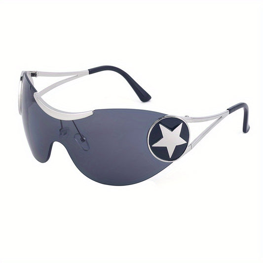 Y2K Rimless Sunglasses Gradient Lens Star Decor UV400