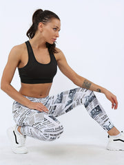 Newspaper Print High Waist Butt Lifting Yoga Leggings