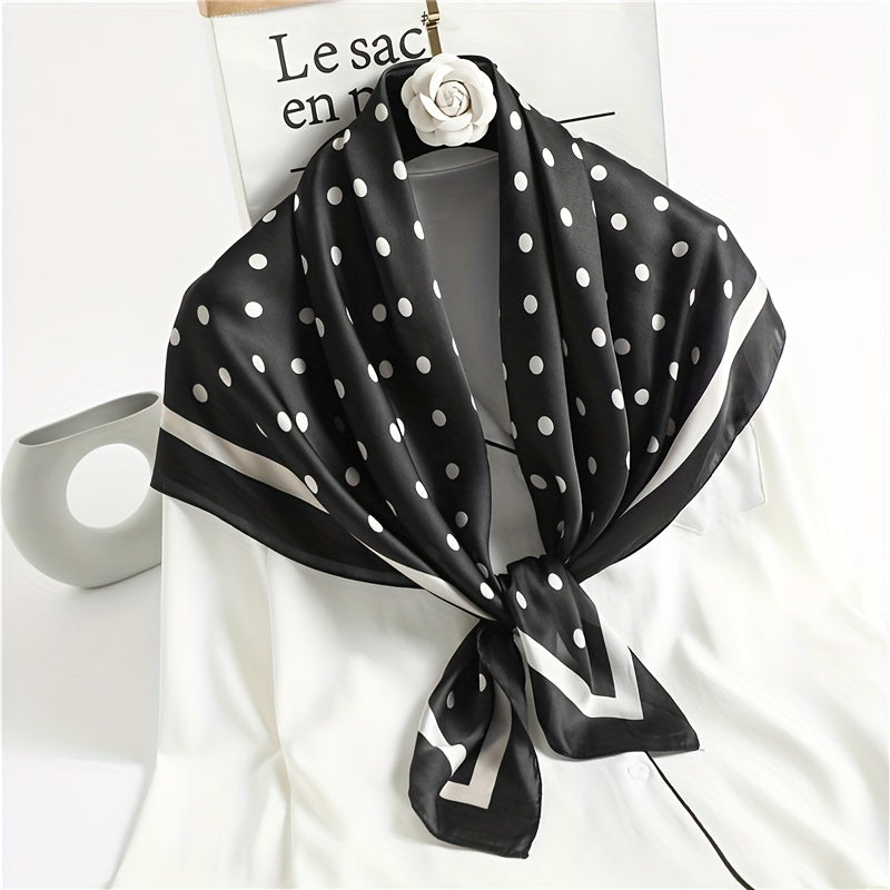 Polka Dot Print Square Scarf Solid Bandana Woman Neckerchief