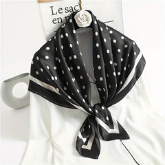 Polka Dot Print Square Scarf Solid Bandana Woman Neckerchief