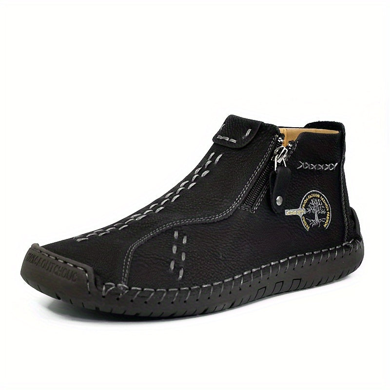 Men's Classic Stitching Ankle Boots Outdoor Zipper Shoes
