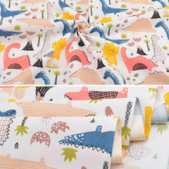 Dinosaur Series 8-Piece Cotton Twill Printed Fabric Hand Pieced