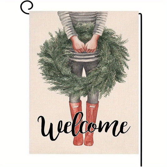 Christmas Wreath Small Garden Flag 30 48x45 72 Cm Vertical Double Sided