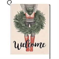 Christmas Wreath Small Garden Flag 30 48x45 72 Cm Vertical Double Sided