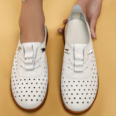 Women's Hollow Out Lace Up Flat Shoes Breathable Low Top Walking Shoes