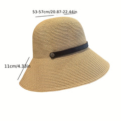Foldable Straw Sun Hat Wide Brim UV Protection Bucket Hat for Women