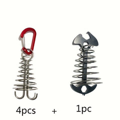 5pcs Stainless Steel Tent Fishbone Ground Nails with Bottle Opener Screwdriver