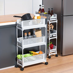 1pc 3 Layer Movable Kitchen Storage Rack Sliding Gap Pullout Storage Rack