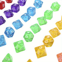 7pcs Transparent Dice Set D4 D6 D8 D10 D12 D20 6 Colors