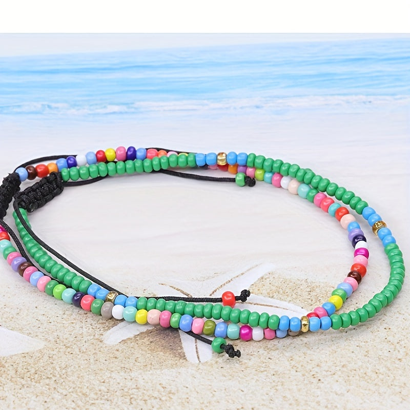 Colorful Beaded Anklet for Women - Summer Beach Style