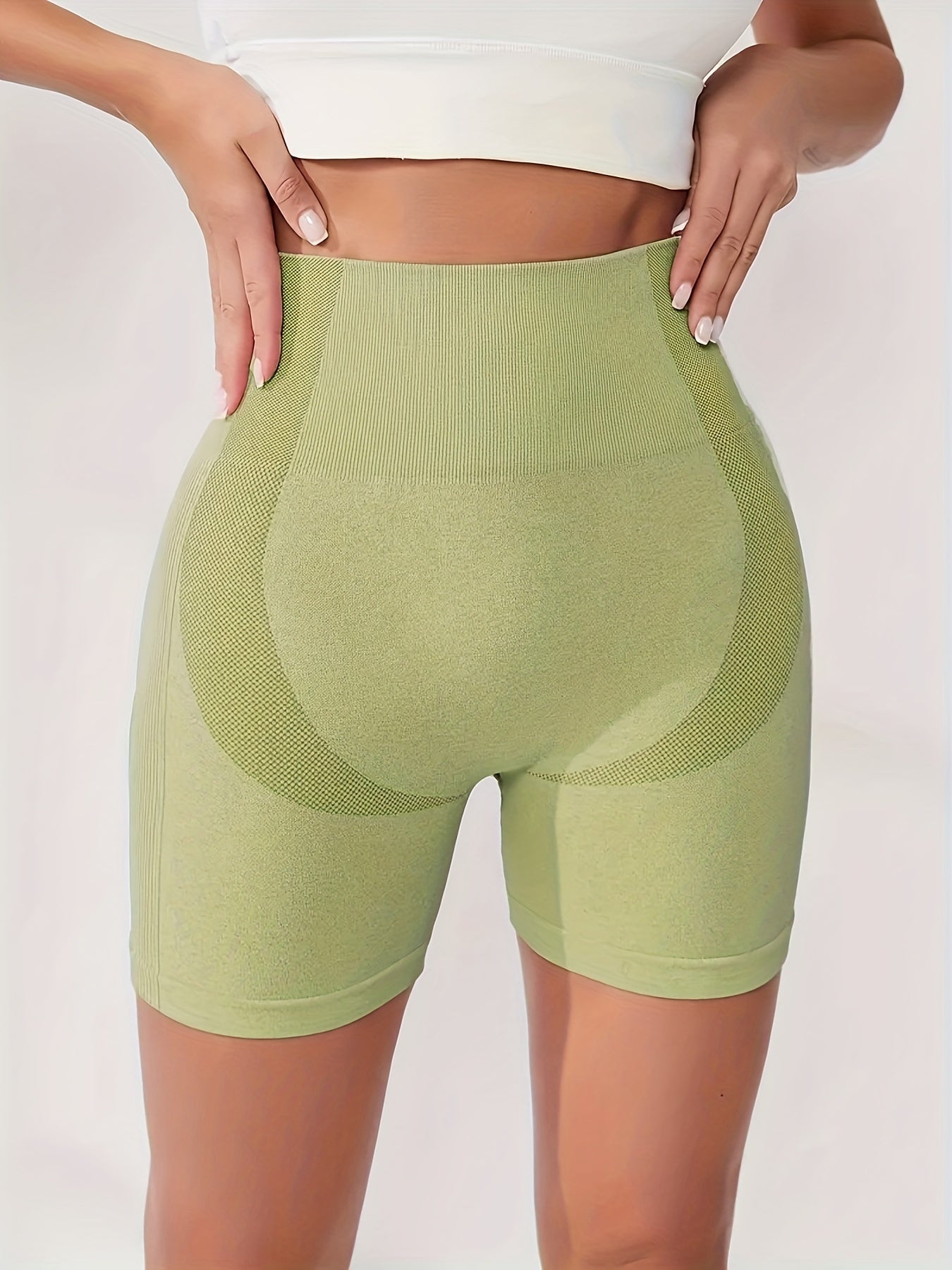 High Waist Yoga Shorts Slim Fit High Stretch Seamless Sports Shorts