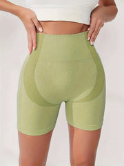 High Waist Yoga Shorts Slim Fit High Stretch Seamless Sports Shorts