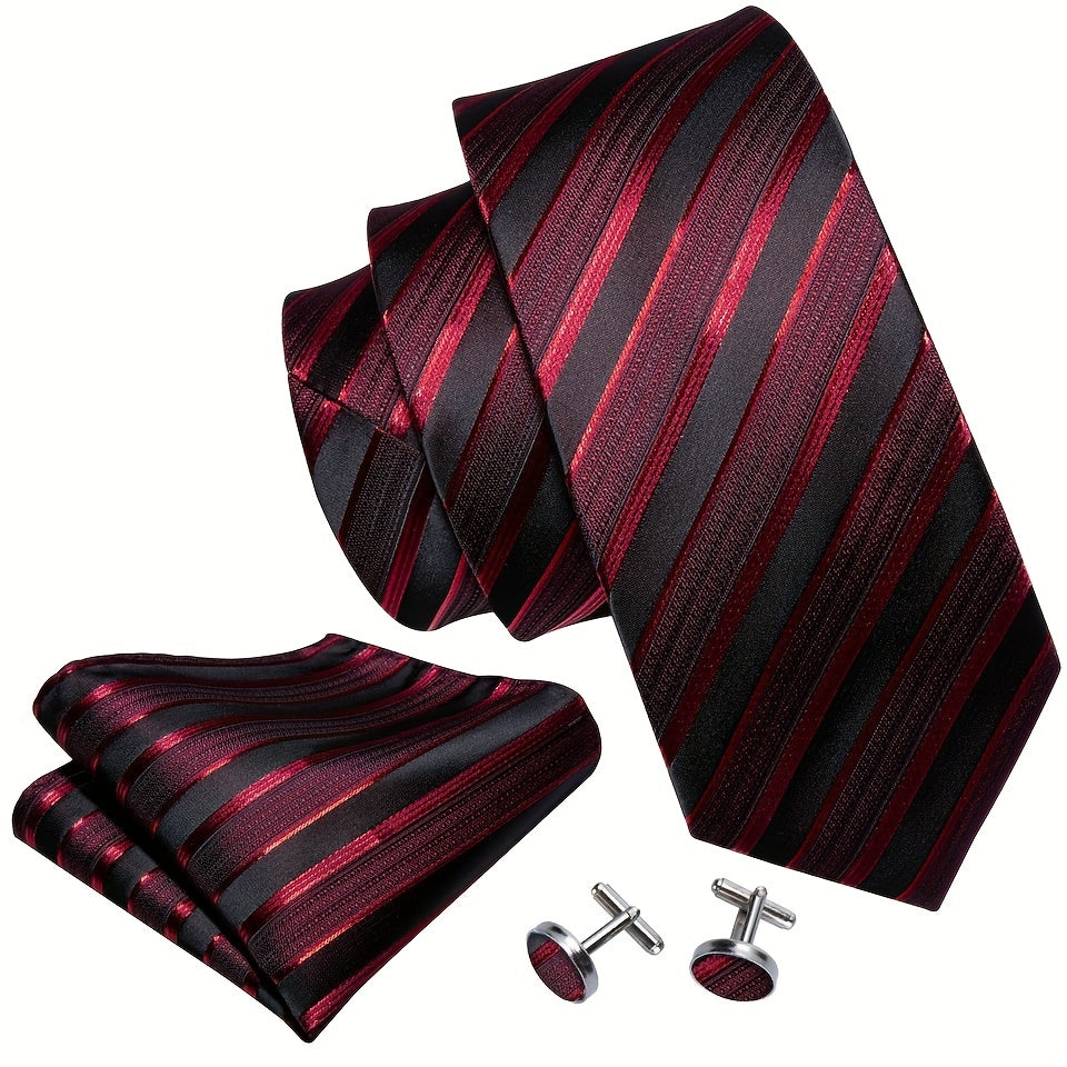 Barry Wang Men's Striped Silk Necktie Set