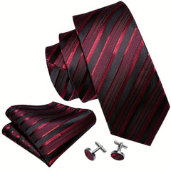 Barry Wang Men's Striped Silk Necktie Set