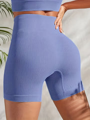 Ribbed High Waist Yoga Athletic Shorts for Women