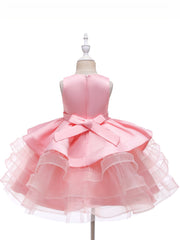 Girls Sleeveless Puffy Princess Dress Flowers Mesh Tutu Dress