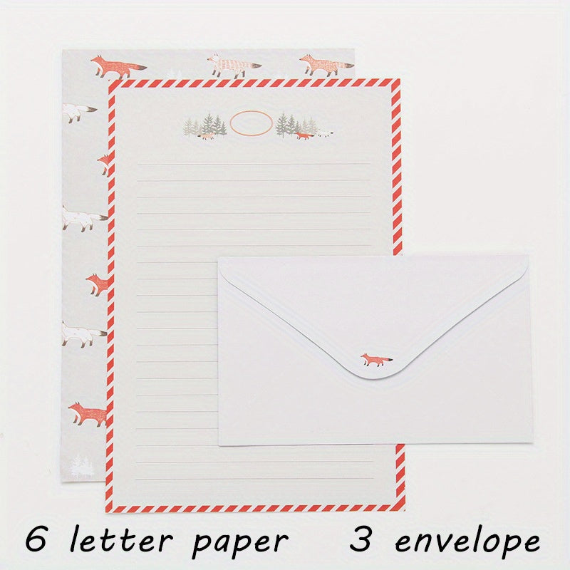 Set of 9 Letterhead Paper and 3 Envelopes Stationery Set