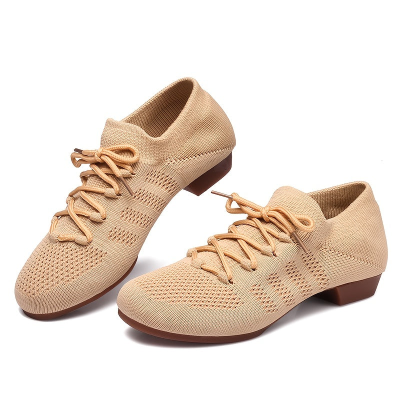 Women's Casual Knitted Trainers Breathable Low Heeled Shoes