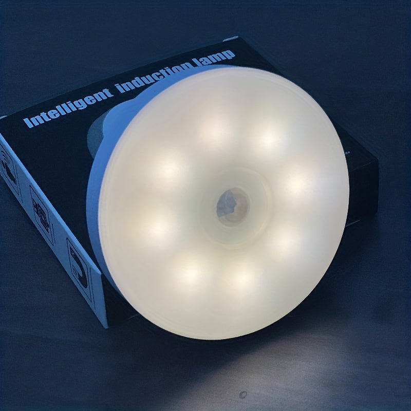8 LED Rechargeable Motion Sensor Night Light Round Step Lamp