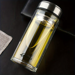 800ml Double Layer Glass Cup with Lid for Hot and Cold Beverages