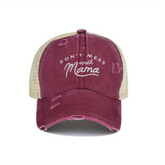 Ponytail Trucker Hat Distressed Baseball Cap Mesh Breathable Dad Hats For Women