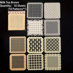 10 Sheets Vintage Lace Hollow Out Scrapbook Paper Non sticky Note Card