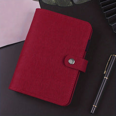 A6 Wine Red Felt Cloth Loose leaf Cover with Zipper Bags