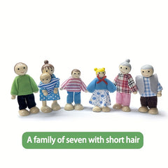 Wooden Articulated Family Portrait Doll Set Various Figures Christmas Decor