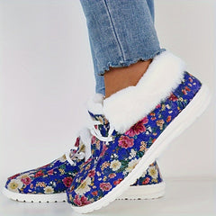 Floral Pattern Non-slip Walking Sneakers Warm Comfort Sport Shoes
