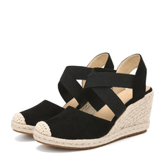 Women's Closed Toe Espadrilles Wedge Sandals Comfortable Slip-On Heels