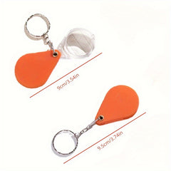 2pcs Mini Folding Magnifying Glass Keychain Portable HD Reading Mirror