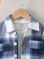 Toddler Boys Plaid Jacket Long Sleeve Button Down Coat