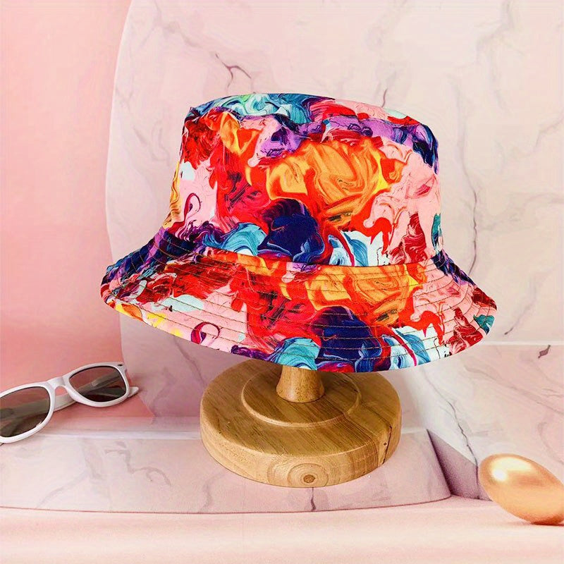 Unisex Printed Sunshade Bucket Hat Unicorn Bear Double sided Sun Hat