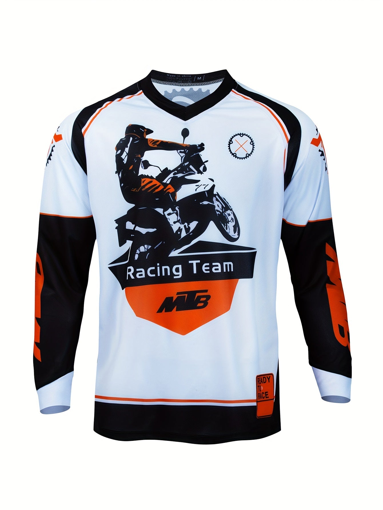 Men's Rider Pattern Cycling Jersey Moisture Wicking Long Sleeve Shirt