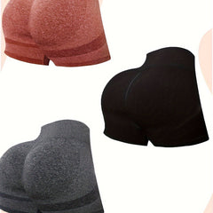 Solid Yoga Sports Shorts High Stretch Fitness Running Workout Shorts