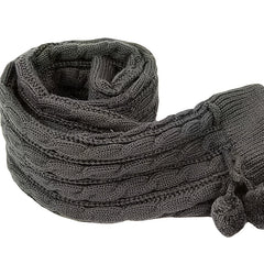 Ribbed Knit Thigh High Leg Warmers With Pom Poms Women's Stockings