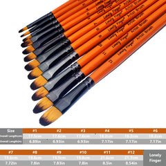 48pcs Artist Paint Brush Set with Wooden Handles and Nylon Bristles for Acrylic