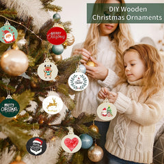 Wooden Christmas Ornaments DIY Craft Supplies 50m Jute Line 3.5inch