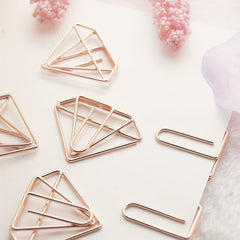 5pcs Rose Golden Diamond Paper Clip Label Clip Student Gift Stationery