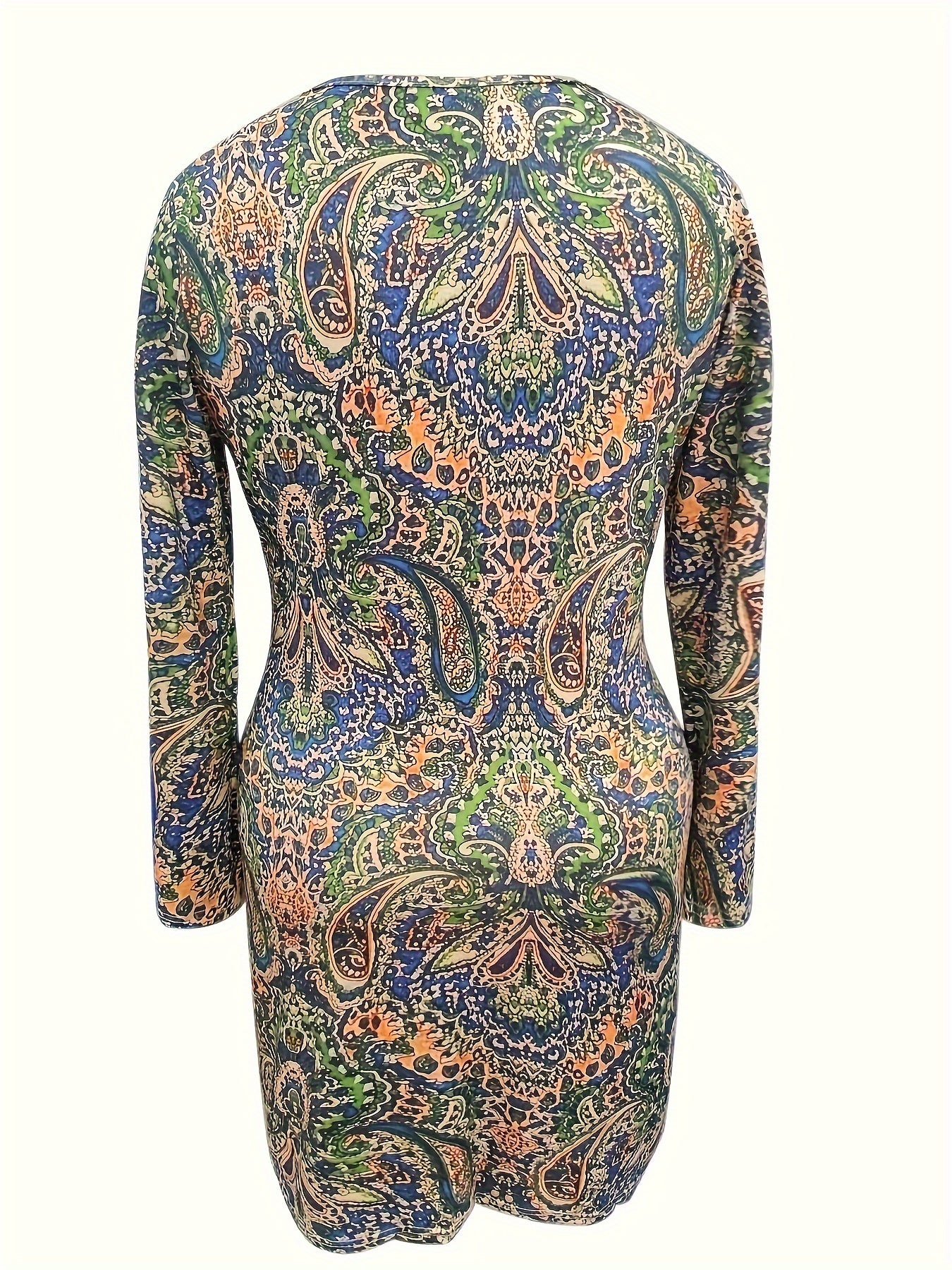 Boho Dress Women's Round Neck Stretch Dress