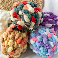 Soft Thick POM POM Ball Yarn for Crochet Knitting Blanket Mat
