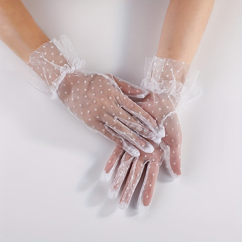 Lace Polka Dot Gloves Thin Short Classic Decorative Gloves For Women