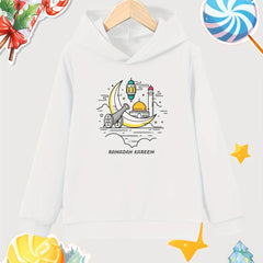 Moon Pattern Girl's Cotton Hoodie Active Breathable Hooded Sweatshirt