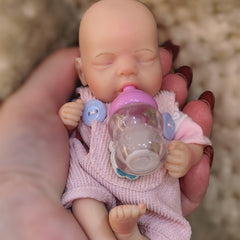 6 Inch Soft Silicone Reborn Girl Doll with Pink Closed Eyes
