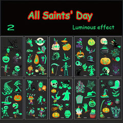 10pcs Halloween Luminous Tattoo Stickers - Waterproof Spider Temps