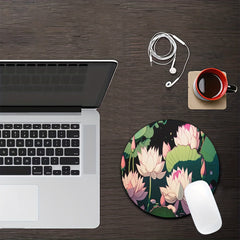 Round Flower Mouse Pad Non Slip Rubber Laptop Office Computer Decor