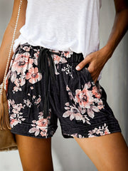Leopard Print Drawstring Shorts Casual Elastic Waist Summer Shorts