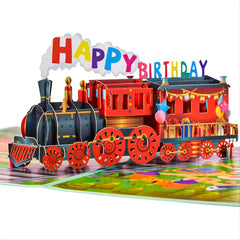 7.9x5.9 Inch Pop Up Happy Birthday Card - 3D Train Postcards